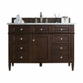 James Martin Vanities Brittany 48in Single Vanity, Burnished Mahogany w/ 3 CM Arctic Fall Solid Surface Top 650-V48-BNM-3AF